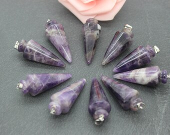 1 amethyst cone pendant, 40~44 mm, platinum brass bail, PG312