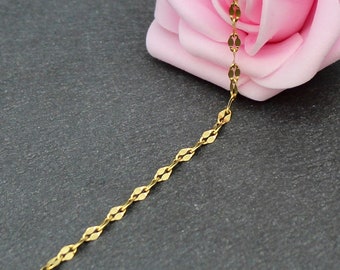 One meter of chain, 304 gold stainless steel, fancy link 4x2 mm CH20