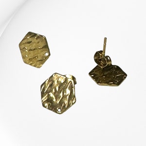 2 sexkantiga örhängen, förgyllt rostfritt stål, Smyckestillverkningstillbehör, BOA74