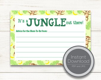 Jungle Safari Baby Shower | Printable 4x6 Advice Card| Instant Download | Mom-to-be Advice Card