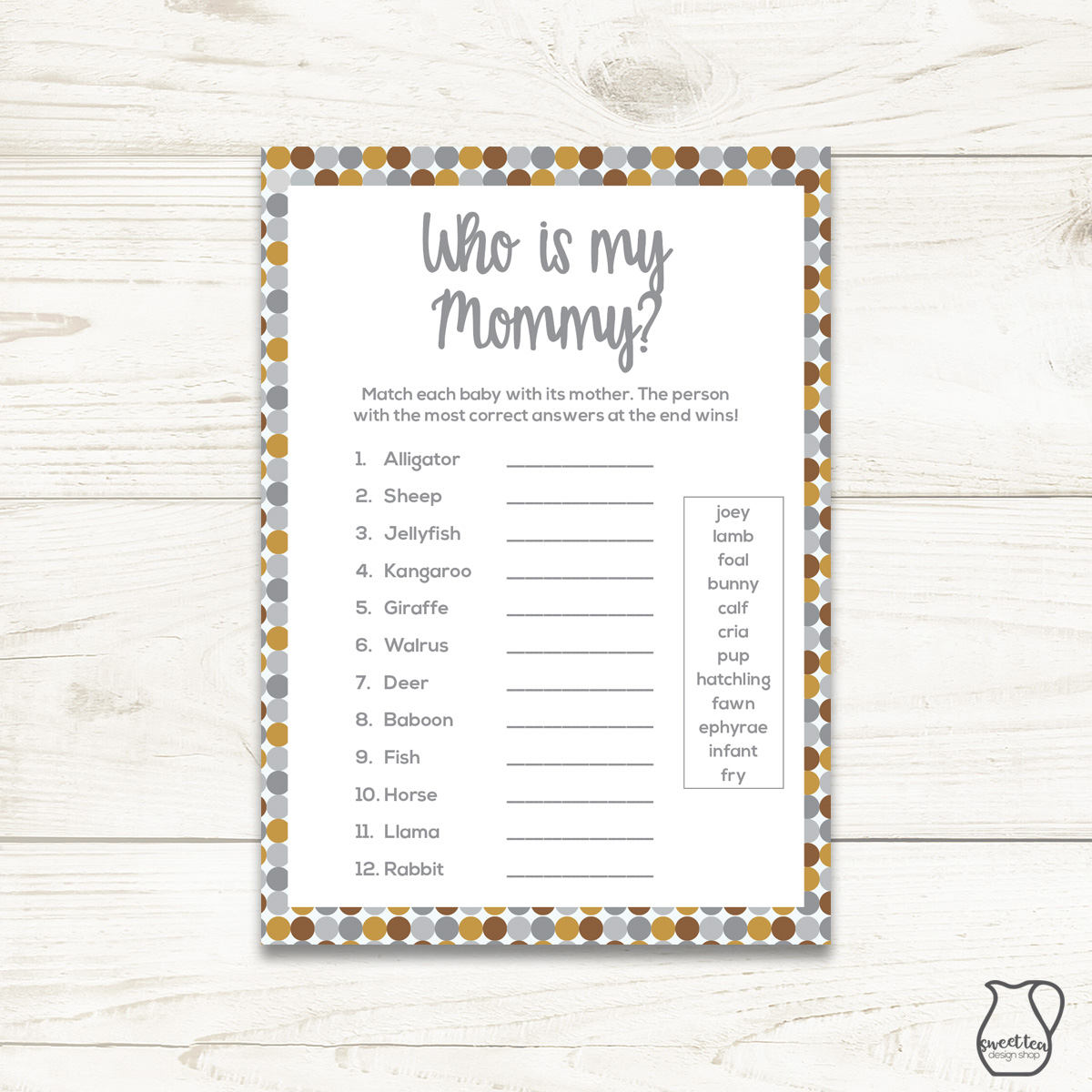Metallic Shower Games Printable Gender-neutral Baby Shower Games ...