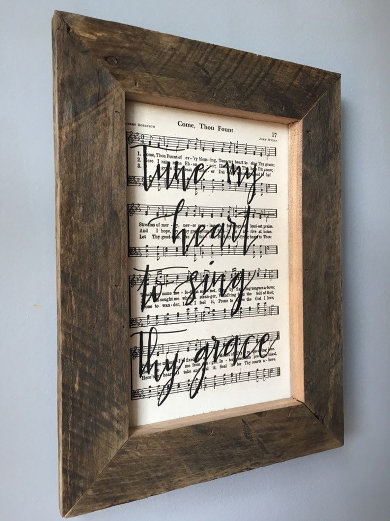 Wall Hanging Framed Reclaimed Wood Home Decor Hymnal Art Wall Hanging Come Thou Fount Hymn Hymn Decor