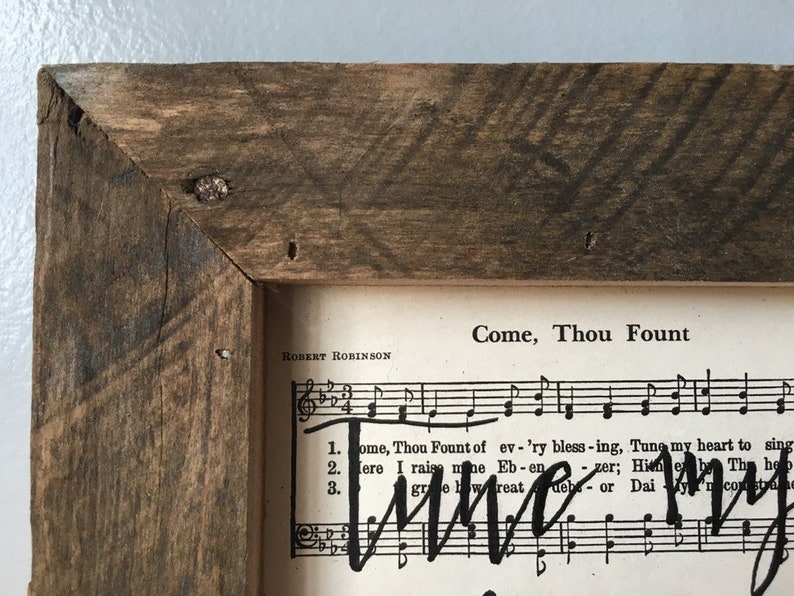 Wall Hanging Framed Reclaimed Wood Home Decor Hymnal Art Wall Hanging Come Thou Fount Hymn Hymn Decor