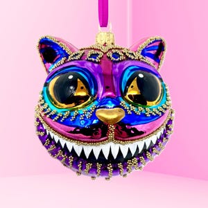 Pink Cheshire Cat Head Glass Ornament - Kenzies in Wonderland - Kenzies of London