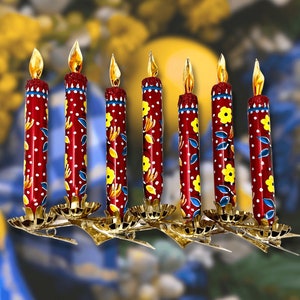 Clip On Red Floral Candle Glass Ornament Set/2- European Culture - Kenzies of London