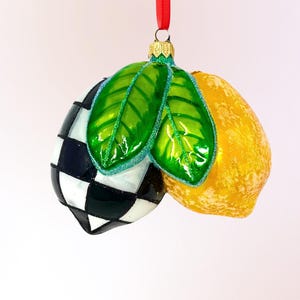 Harlequin Lemon Cluster Glass Ornament - Hand Painted/Hand Made - Kenzies of London