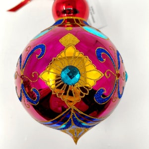 The Carretto Collection Glas Ornament - Handbemalt / Handgemacht - Funkelnde Edelsteine - Kenzies of London "Ruby"