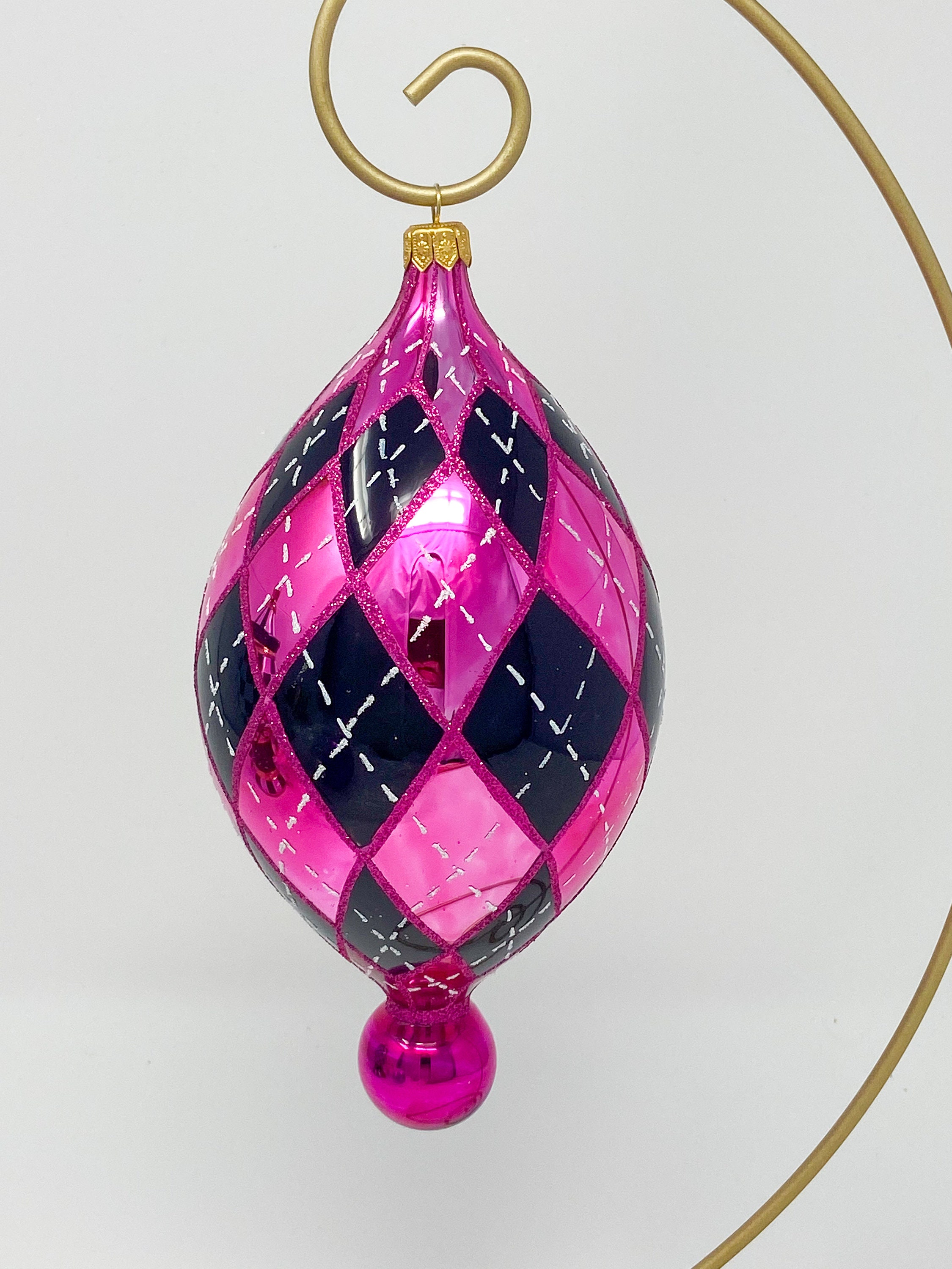 Polish Glass Bauble Ornament Argyle Hand Painted/hand Made pic