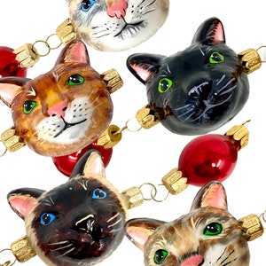 Cat Faces Glass Garland - Assorted Hand Blown Animal Heads - Kenzies of London