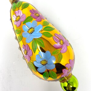Glazen ornament uit de Carretto-collectie - Handgeschilderd/handgemaakt - Sprankelende edelstenen - Kenzies of London "Florentine Flourish"