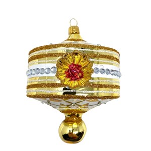 Gold Harlekin Glas Ornament - Handbemalt/Hand Made Kenzies of London