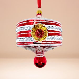 Red Harlequin Reflector Glass Ornament - Hand Painted/Hand Made Kenzies of London