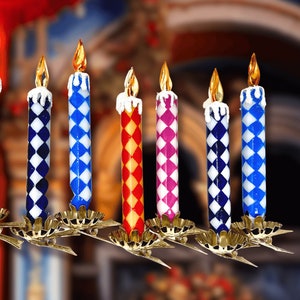 Clip On Harlequin Candle Glass Ornament Set/2- European Culture - Kenzies of London