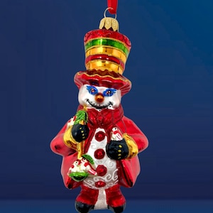 Snowman Glass Christmas Ornament - Kenzies of London - Vintage Style &quot;Cinnamon Spice Snowman&quot;