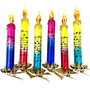 Clip On Music Notes Candle Glass Ornament Set/2- European Culture - Kenzies of London