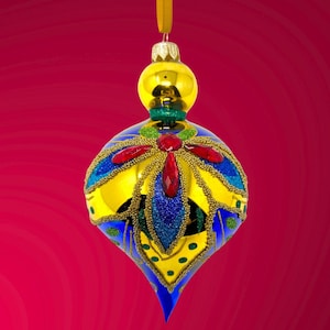 The Carretto Collection Glass Ornament - Hand Painted/Hand Made - Sparkling Gems - Kenzies of London "Crystal Azure"