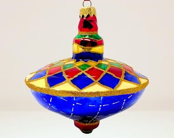 Retro Toys Spinning Top Glass Ornament - Hand Painted/Hand Made - Kenzies of London (Star)