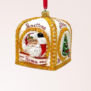 Panettone Box Glass Ornament - Italian Hand Painted/Hand Made - Kenzies of London