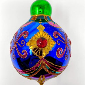 The Carretto Collection Glas Ornament - Handbemalt / Handgemacht - Funkelnde Edelsteine - Kenzies of London "Sapphire"