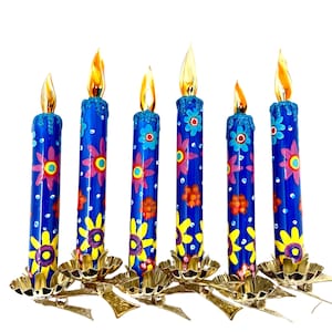 Clip On Flower Power Candle Glass Ornament Set/2- European Culture - Kenzies of London