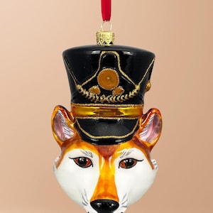 Large Fox Soldier Head Glass Ornament - Kenzington Guard Collection - Fox Hunt - Kenzies of London