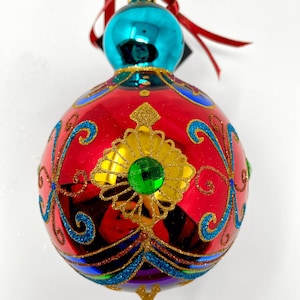 The Carretto Collection Glass Ornament - Hand Painted/Hand Made - Sprankelende edelstenen - Kenzies of London "Garnet"