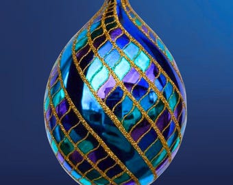 Colorful Polish Glass Ornament - Las Vegas Collection &quot;Stardust Spinner&quot; - Kenzies of London