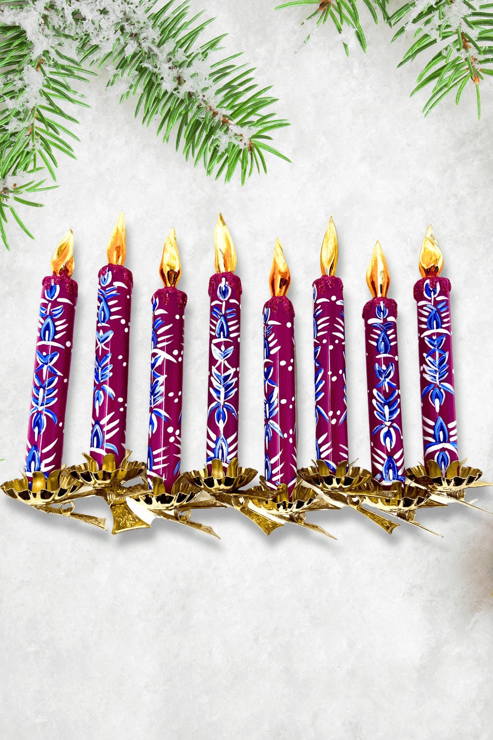 Clip on Polish Candle Glass Ornament Set/2- European Culture