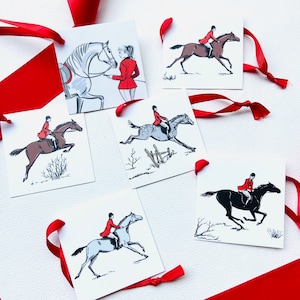 Etiquetas de regalo FOX HUNT / Papel de envoltura de regalo de Navidad navideña / Caza de caza tradicional en el bosque de Nueva Inglaterra