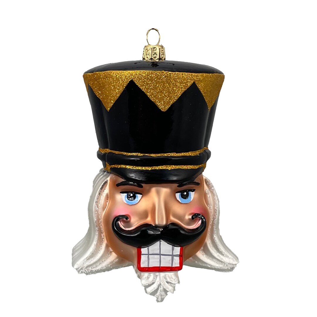 Black Nutcracker Head Glass Ornament Broadway Nutcracker Collection