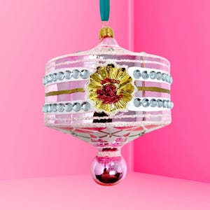 Pink Harlequin Glass Ornament - Hand Painted/Hand Made Kenzies of London