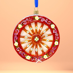 Sicilian Wagon Wheel Glass Ornament - Hand Painted/Hand Made - Italy Collection - Kenzies of London