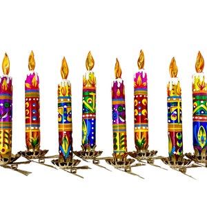 Clip On Folk Art Candle Glass Ornament Set/2- European Culture - Kenzies of London