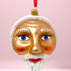 Babbo Natale kerstman hoofd glazen ornament - Italiaanse collectie - Kenzies of London
