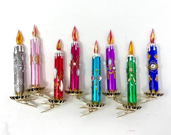 Clip On Candle Glass Ornaments- European Culture - 2 CANDLES PER ORDER