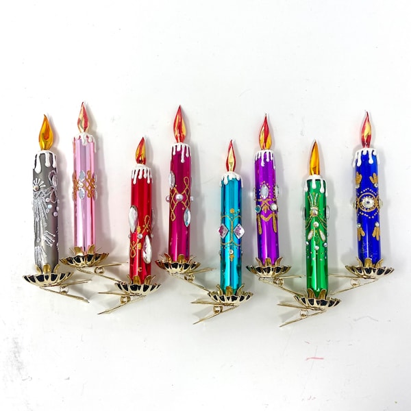 Clip On Candle Glass Ornaments- European Culture - 2 CANDLES PER ORDER