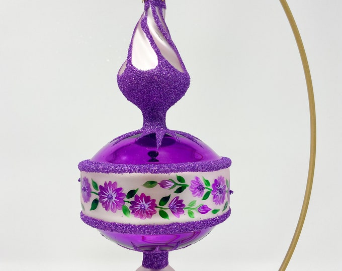 Jumbo Purple Polish Glass Ornament Ukrainian Folk Art Hand Painted/hand