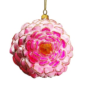 Peony Flower Glass Ornament - Hand Painted/Hand Made - Italy Collection - Kenzies of London "Palazzo Blush"