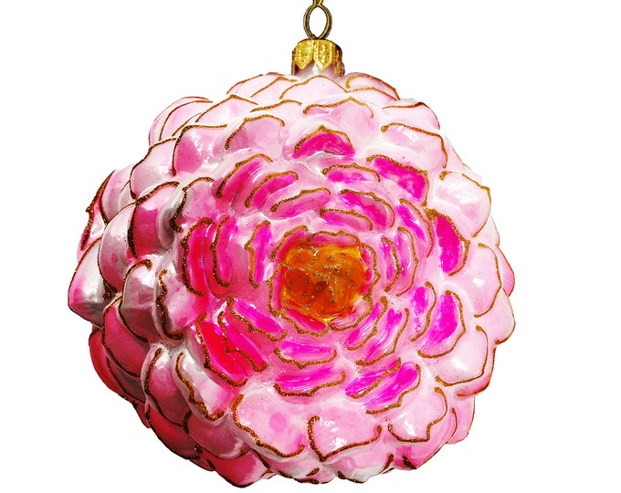 Peony Flower Glass Ornament Hand Painted/hand Made Italy Collection Kenzies of London palazzo