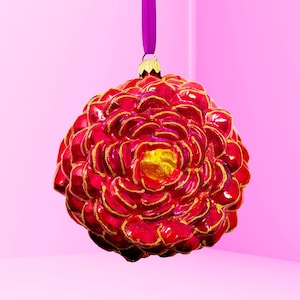 Adorno de peonía de cristal - Pintado y hecho a mano - Colección Italia - Kenzies of London "Palazzo Ruby"