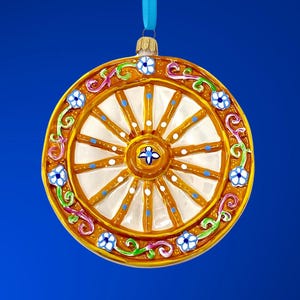 Sicilian Wagon Wheel Glass Ornament - Hand Painted/Hand Made - Italy Collection - Kenzies of London