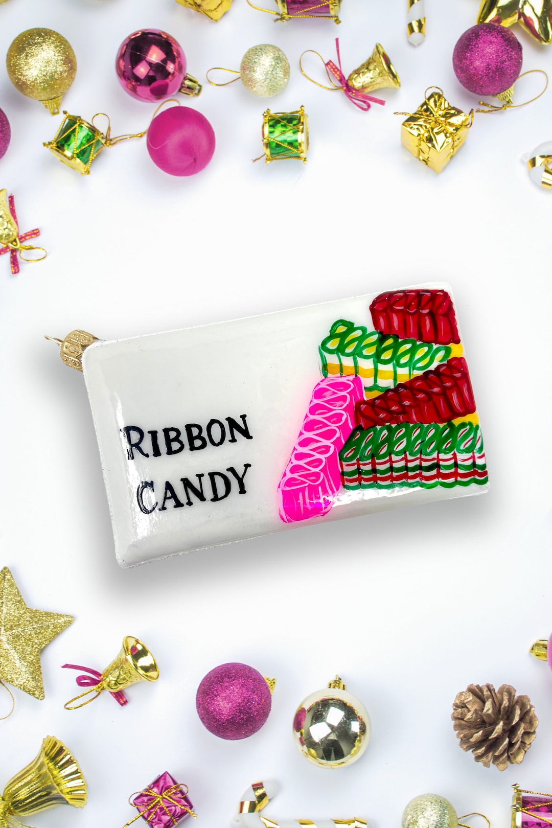 Ribbon Candy Box Glass Ornament Italian Hand Painted/hand Etsy