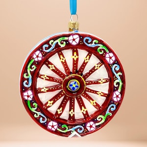 Sicilian Wagon Wheel Glass Ornament - Hand Painted/Hand Made - Italy Collection - Kenzies of London