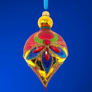 The Carretto Collection Glass Ornament - Hand Painted/Hand Made - Sparkling Gems - Kenzies of London "Crystalized Snow"