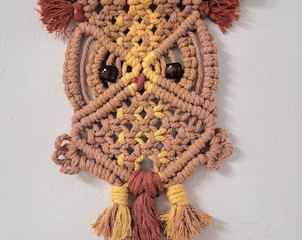 Handcrafted Macrame Owl Wall Hanging, 70s Inspired Boho Wall Decor