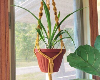Handmade Macramé Plant Hanger | Boho Hanging Planter | Knotted Plant Hanger |  Simple, Solid Hanger