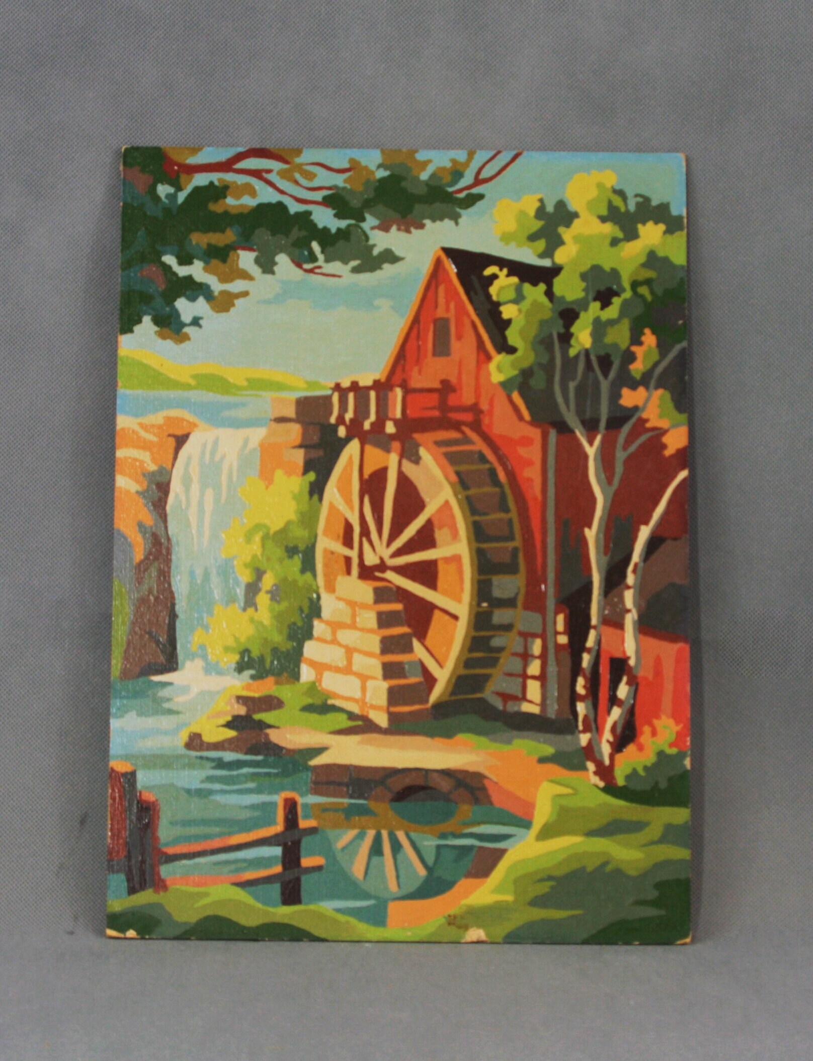 Vintage Style PAINT by NUMBER Kit Adult, Water Mill River Landscape Art ,  Easy Beginner Acrylic Painting DIY Kit,home Decor Gift 