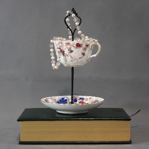 China cup Jewelry stand, 2 tier china stand, Vintage plate and cup stand, Vintage plate candy stand, jewelry stand