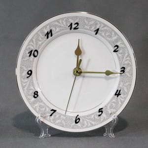 Vintage Silver Leaf Plate Clock: Upcycled Desk or Wall Decor