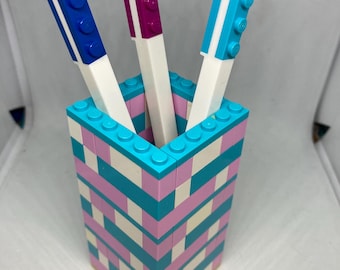Återvunnen LEGO-klossskrivbordsstädning, penn- och pennhållare